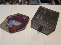 Pottery tray Blaisdell and decorative box