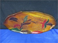 Primitive Carved & Painted Wooden Platter  15 " L