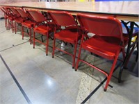 RED METAL FOLDING CHAIRS- APPROX. 80