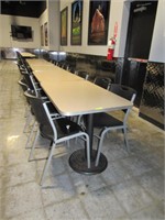 10 CREAM-COLOR TOP TABLES & APPROX. 37 BLACK CHAIR