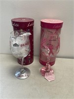 Lolita hand painted wine glasses with containers