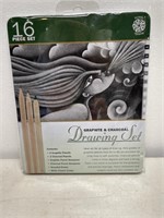 16 piece set graphite and charcoal drawing set