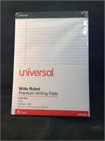 Universal wide ruled premium writing pads six
