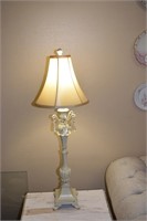 white metal lamp with crystals