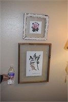 (2) floral prints w/wood trimed frames
