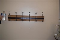 6 Metal/Wood Wall hanging hooks (29 1/2")