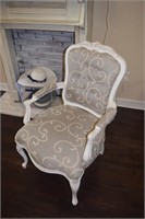 White Wood Upholstry Arm Chair