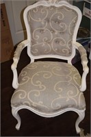 Whilte wood Upholstry arm Chair