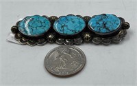Sterling silver antique and turquoise style brooch