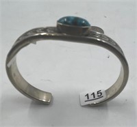 Silver and turquoise cuff bracelet, total weight 4