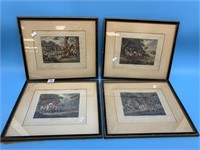Lot of 2 18th Century lithographs depicting huntin