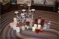 Crate full of candles, votives and holders