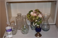 Glass vases w/floral arrangement