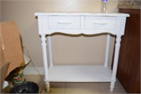 white wood 2 drawer table