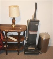 LAMP, TRASH CAN, VAC & TABLE