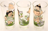 3 Mr & Mrs Porky Pig Glasses 1976 by Pepsi