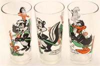 3 Daffy & Pepe Le Pew Glasses 1976 by Pepsi