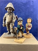 5 Hummel-Look Figurines & Wooden Carving