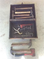 Vintage Hammer Hatchet Pipe Wrench Lot