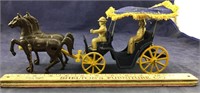 Vintage Cast Iron Stanley Toy Horse Drawn Buggy
