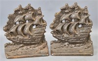 Pair of Cast Iron 'Spanish Galleon' Bookends