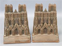 Pair of Cast Iron 'Rhiems' Cathedral Bookends