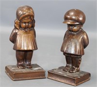 Pair of Cast White Metal (Bronze Finish) Bookends