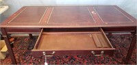 Alma wooden Writing Desk with leather inlay