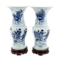 PR., CHINESE BLUE & WHITE FIGURAL FENGWEIZUN VASES