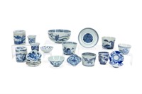 (21PCS) ASIAN BLUE AND WHITE TABLE ARTICLES