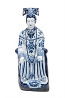 CHINESE BLUE AND WHITE SEATED EMPRESS