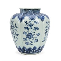 CHINESE BLUE AND WHITE LOBED VASE