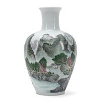 CHINESE FAMILLE VERTE VASE, QIANLONG STYLE MARK