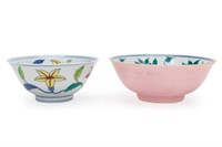 TWO CHINESE MING STYLE DOUCAI BOWLS