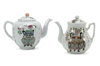 TWO CHINESE REPUBLIC PERIOD LIDDED TEAPOTS