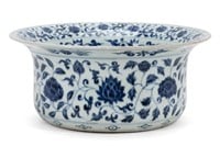 CHINESE BLUE AND WHITE FLORAL BASIN