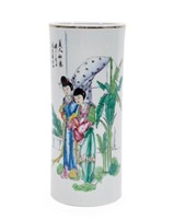 CHINESE CYLINDER VASE WITH BEAUTIES