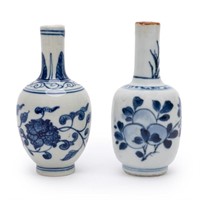 TWO SMALL CHINESE BLUE & WHITE VASES