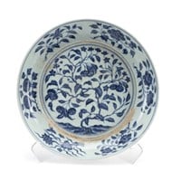 CHINESE MING STYLE BLUE AND WHITE CHARGER