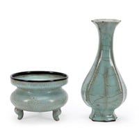 TWO CHINESE CELADON GE WARE ARTICLES