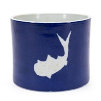 CHINESE CUT PAPER RESIST BLUE AND WHITE BRUSH POT