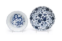 TWO CHINESE MING STYLE  BLUE AND WHITE BOWLS