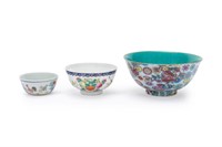 THREE CHINESE PORCELAIN BOWLS