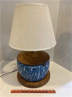 Robin egg blue enamelware lamp