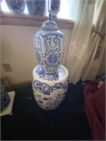 2-pcs Decorative Blue Vases & Stand 18"H