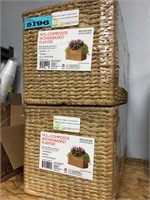 19.5" Composite Woven Basket Planters