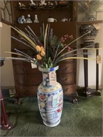 Ceramic Vase 25"H w/Decorative Flowers