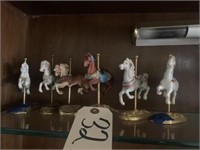6-Small Carousel Horse Figurines