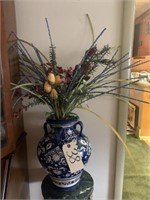 Blue Vase w/Flowers 15"H