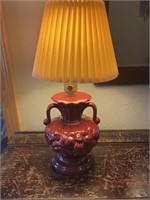 Red Ceramic Lamp. 16” Tall